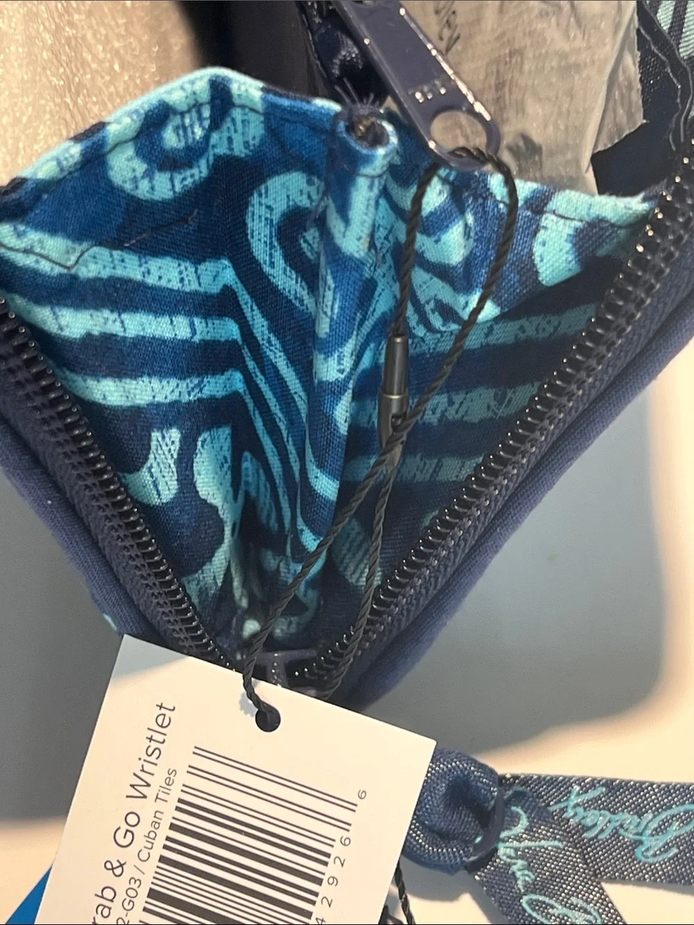 Vera Bradley Teal and Navy Patterned Zip Wallet